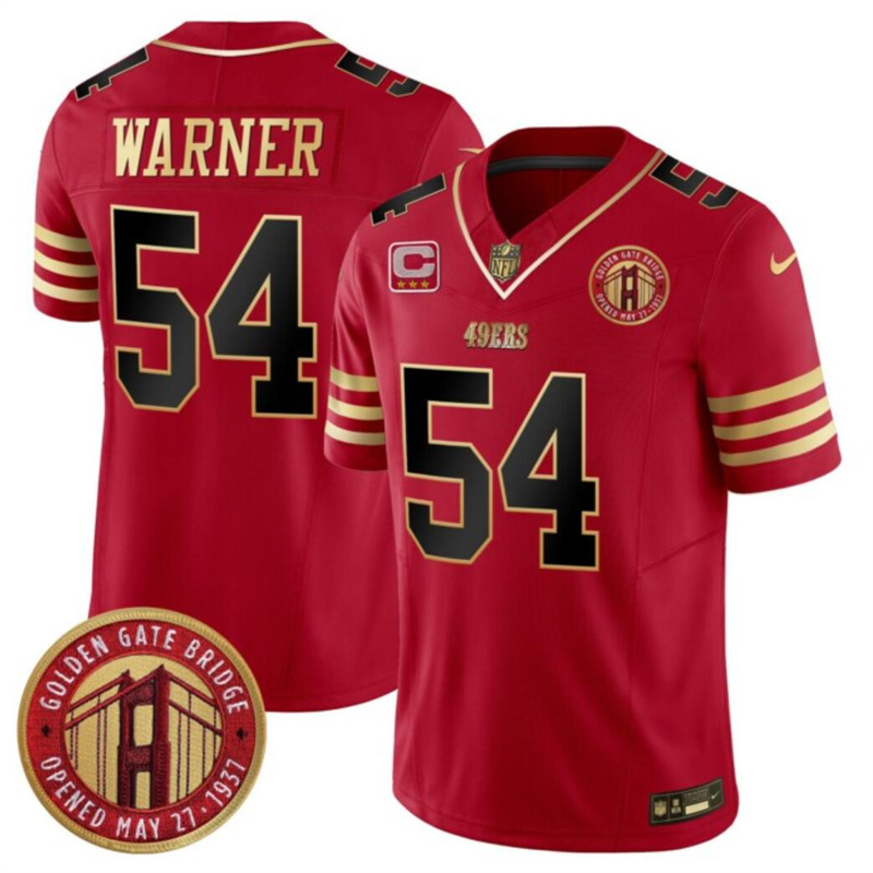 Men's San Francisco 49ers #54 Fred Warner Red F.U.S.E. Golden Gate Bridge With 3-Star C Patch Balck Scarlet Vapor Limited Stitched Football Jersey